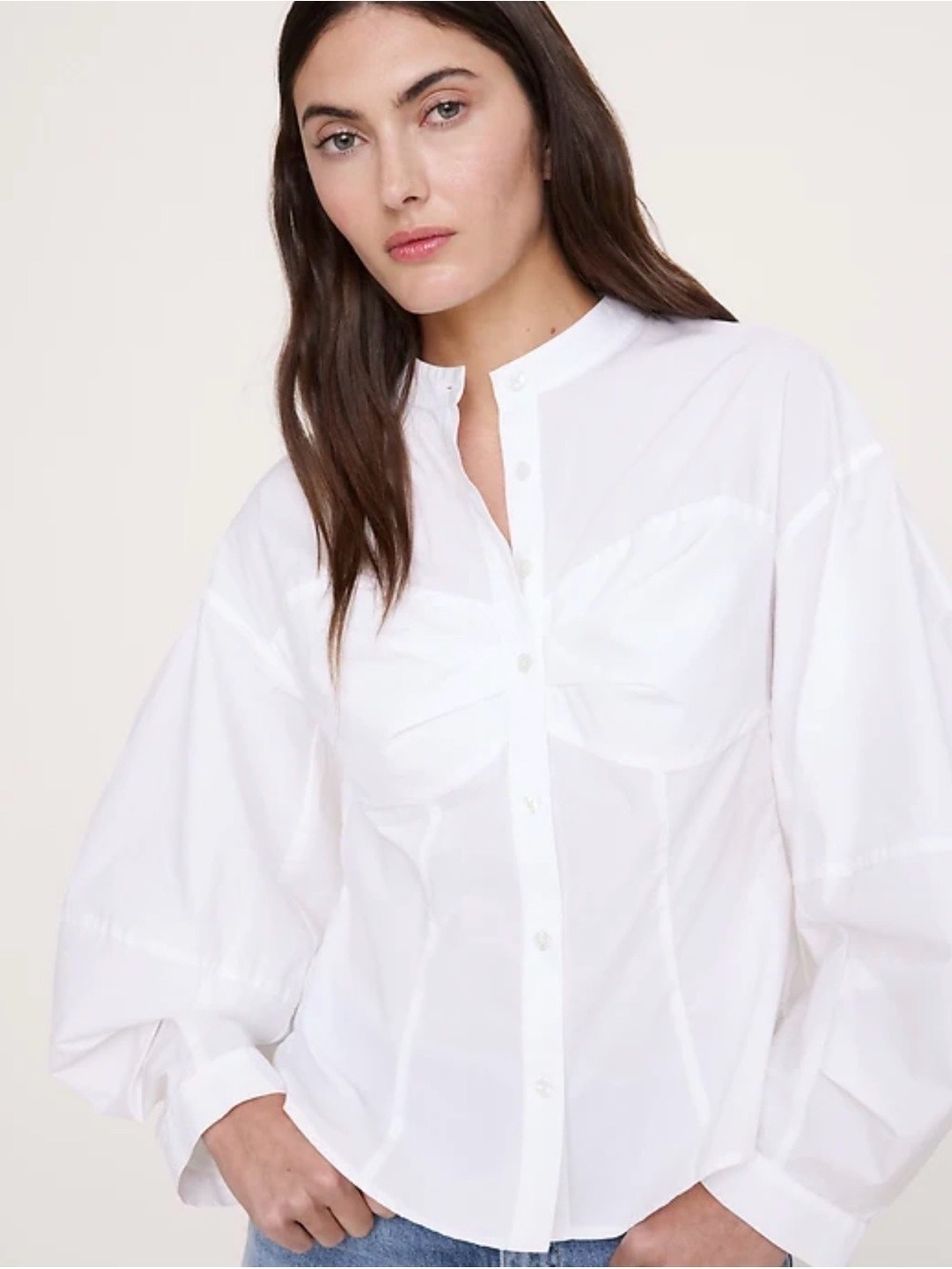 Banana Republic NEW cotton Poplin Balloon sleeve blouse Size 8 Classic Modern